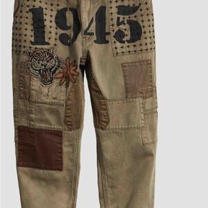 Sun + Stone Olive Cargo Pants with Patches